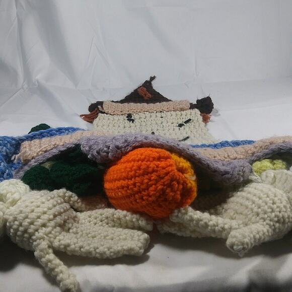 Handmade Crochet Scarecrow Door Wall Hanging Canvas One Of A Kind Art Unique 3D - Picture 15 of 16